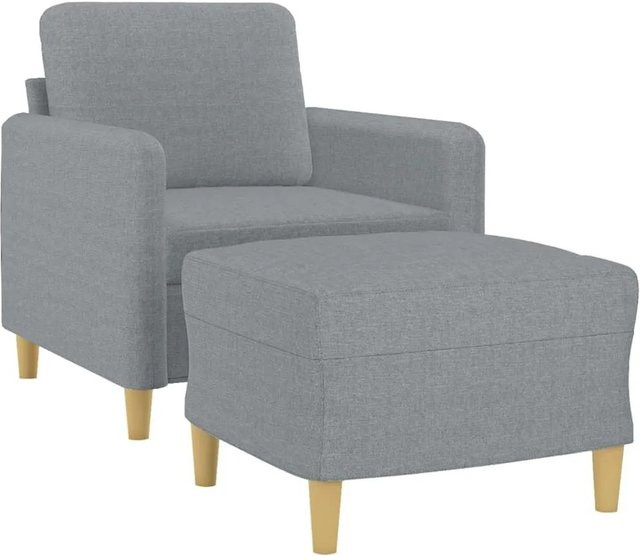 vidaXL Sessel mit Hocker in Hellgrau, moderner Lounge-Sessel aus Stoff mit Armlehnen - Bild 1