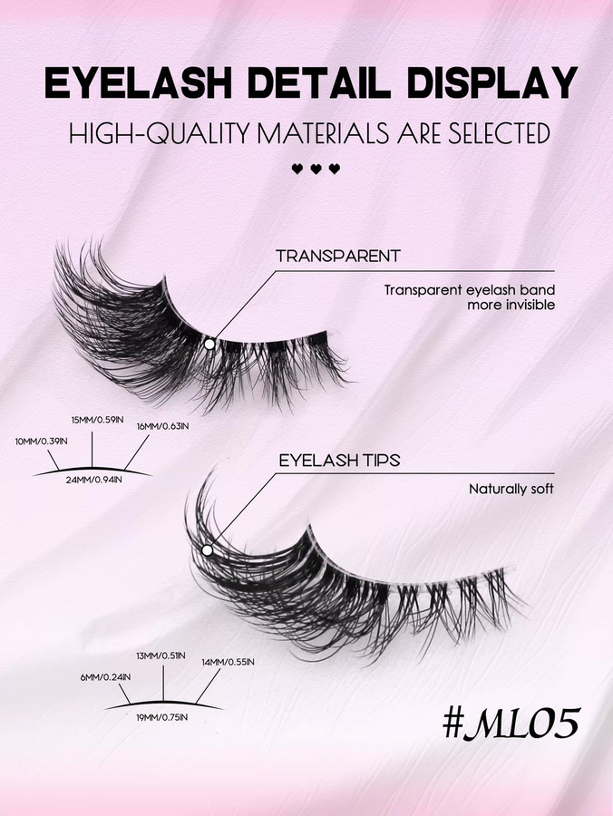 VELTRINAY Halbe Wimpern, 20/5 Paar, 3D-Wimpern aus künstlichem Nerz, Unisex - Bild 3