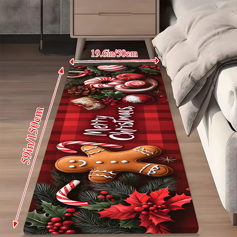 VIKAMA Weihnachtsteppich Lebkuchenmann in Multicolour, weiche Fußmatte für Wohnzimmer, Küche oder Schlafzimmer, B/T: 60 x 40 cm - Bild 4