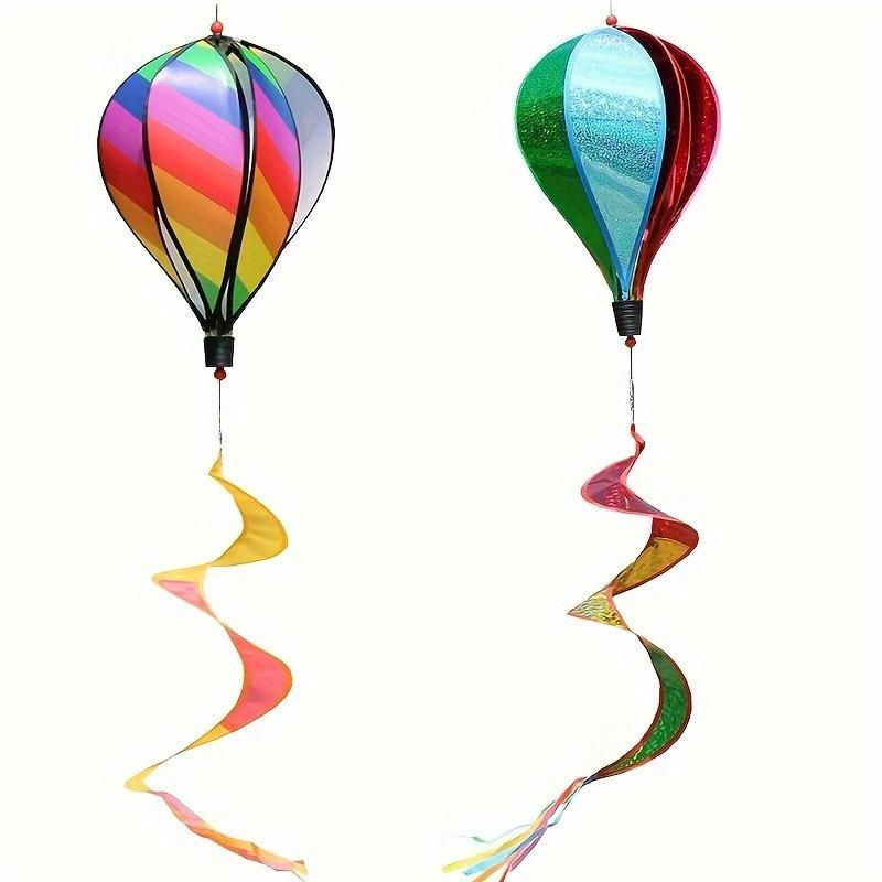 Regenbogen Heißluftballon Windspiel mit Pailletten als hängende Windmühle in Mehrfarbig für Garten und Raumdeko - Bild 3
