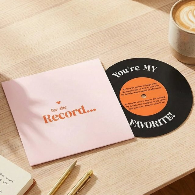 Bienen-Jubiläumskarte für Sie und Ihn als Valentinstagsgeschenk mit Schallplatten-Design - Bild 1