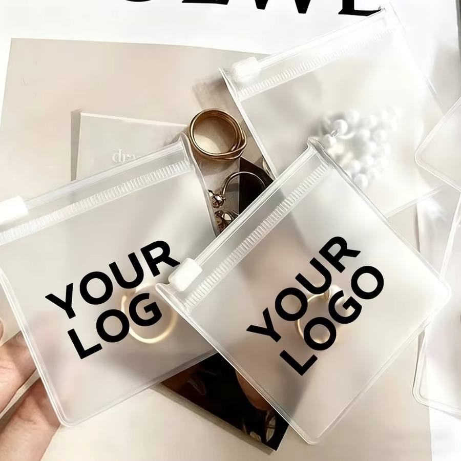 50er Set Transparente Schmuckbeutel aus Matt EVA Kunststoff mit Reißverschluss für Ohrringe, Armbänder und Kosmetik als Reise-Organizer - Bild 3