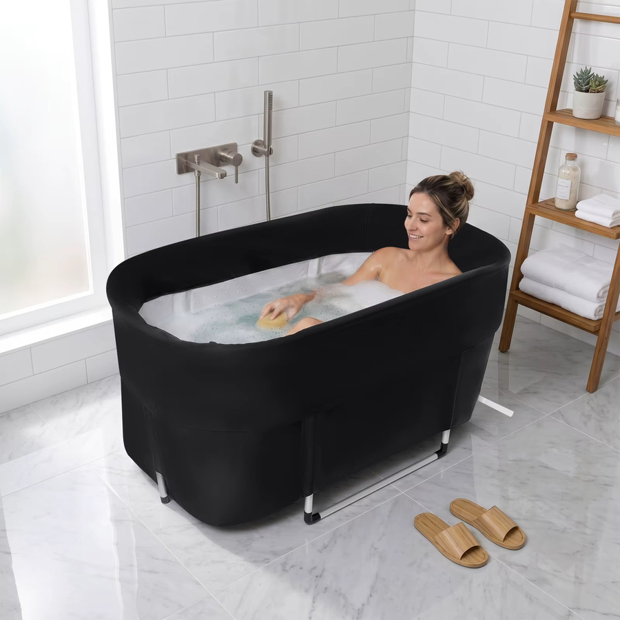 Bymaocar Tragbare aufblasbare Badewanne für Camping und Zuhause, Schwarz, B/T/H: 115 x 57 x 55 cm - Bild 2
