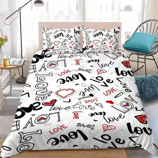 SywEight Bettwäsche Set mit 3D Herz Motiv für Kinder und Jugendliche, Bettbezug und Kissenbezug in Weiß, B/H: 135 x 200 cm - Bild 1