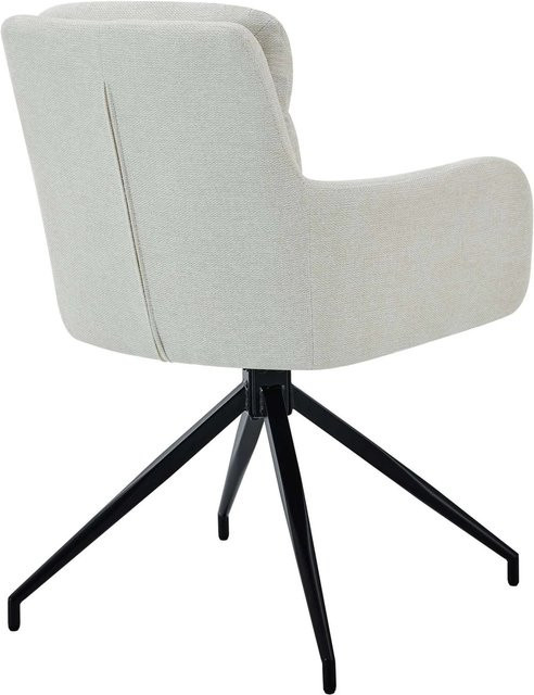 DELUKE 2er Set Esszimmerstühle DUTOR aus Stoff in Creme mit Metallgestell, B/T/H: 57 x 62 x 83 cm - Bild 1