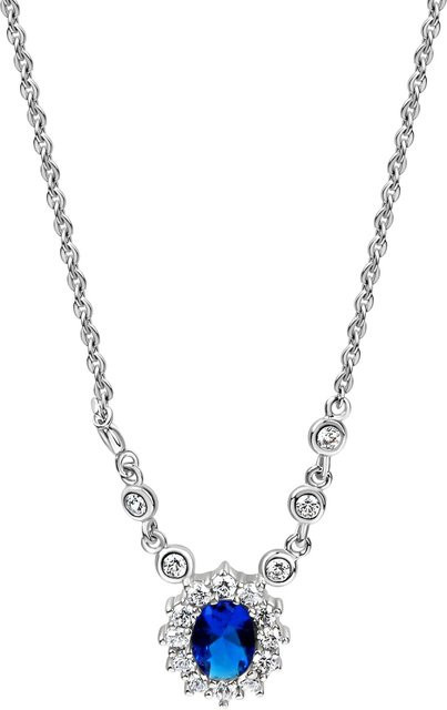 Zeeme Halskette 925 Silber, rhodiniert, Zirkonia blau und weiß, Damen - Bild 1