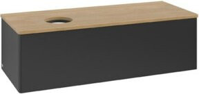 V&B Waschtischunterschrank Antao ohne Frontstruktur in Eiche Honig mit blau lackierter Oberfläche, B/T/H: 120 x 50 x 50 cm - Bild 1