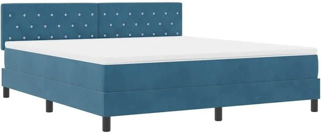 vidaXL LED Boxspringbett mit Matratze Dunkelblau Samt B/T: 180 x 200 cm, Höhe: 183 cm - Bild 1