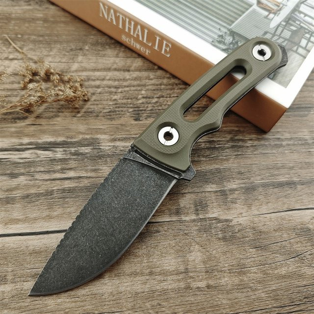 Hochwertiges Outdoor-Messer mit fester Klinge aus 8Cr13Mov-Stahl und Nylonfaser-Griff in Grün - Bild 1