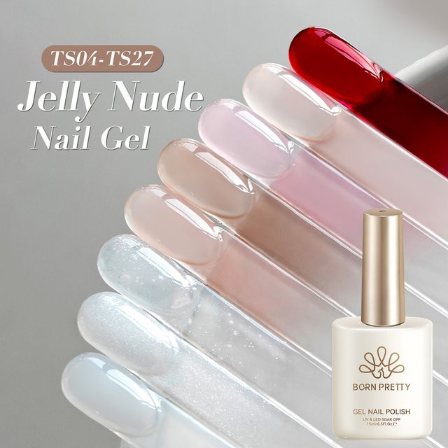 BORN PRETTY Jelly Gel Polish, Pink Nude Glitter, 15 ml - Bild 1