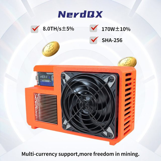NerdQX Bitcoin Miner ASIC SHA-256 Krypto-Mining-Gerät 8TH/s in Orange - Bild 1