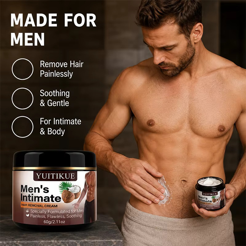YUITIKUE Intim-Enthaarungscreme für Herren, Kokosnuss, 60 g - Bild 3