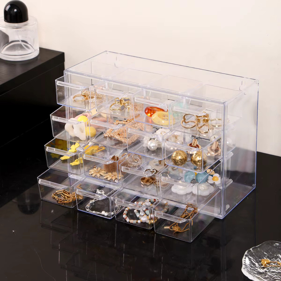 Stapelbarer Schmuckorganizer aus Acryl in Transparent für Ohrringe, Ringe, Halsketten und Armbänder - Bild 4