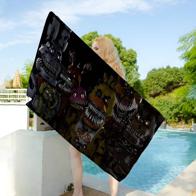 FNaF Five Nights At Freddys Kinder Badetuch aus Mikrofaser und Baumwolle, Schwarz, 30 x 30 cm - Bild 1