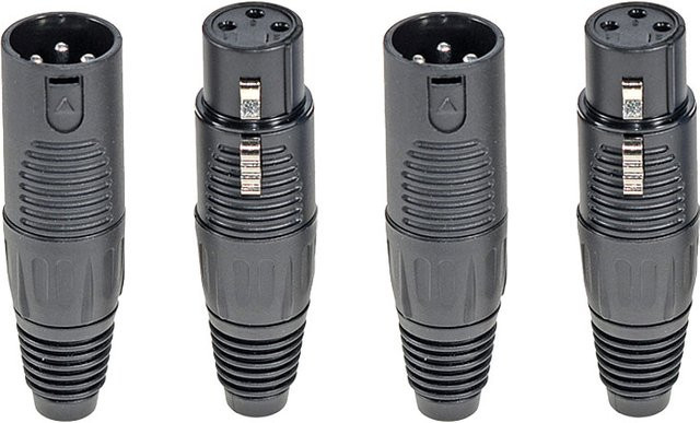 FRHY 4er-Set XLR 3-Pin Stecker und Buchsen in Schwarz für Mikrofon-Audio-Kabel in Pro-Grade High-Fidelity Qualität - Bild 1