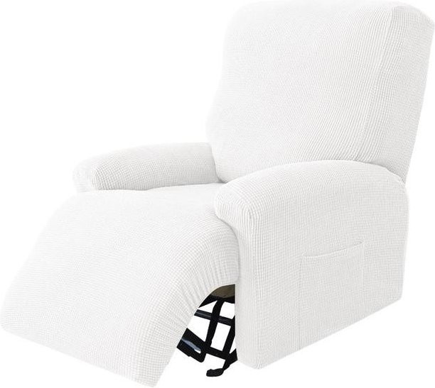 4-teiliges Set dehnbarer Relaxsesselbezug aus Jacquard-Stoff in Weiß mit rutschfester Beschichtung - Bild 1