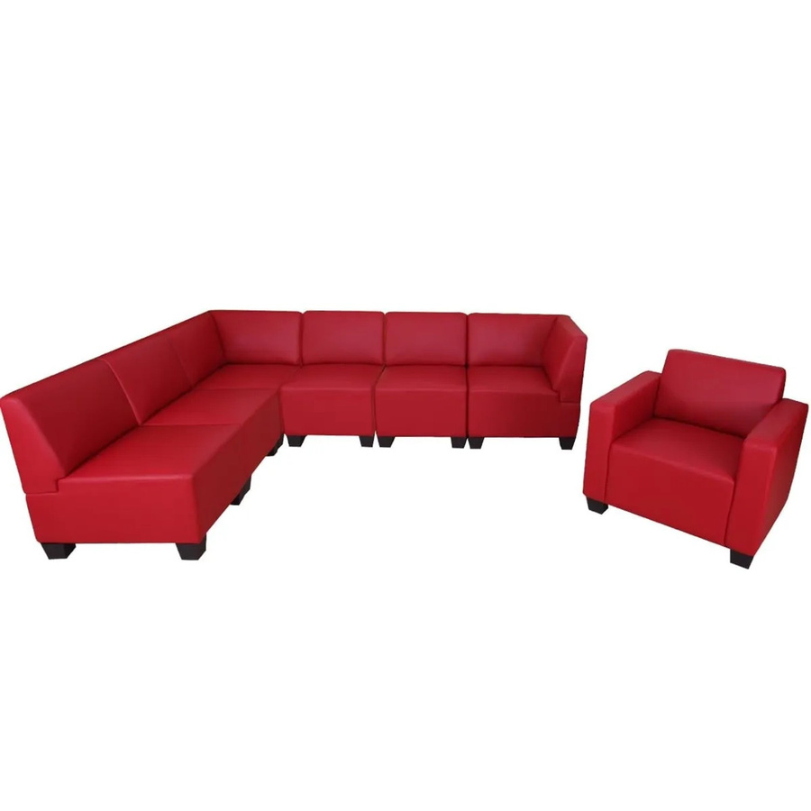 MCW Modular Sofa-System Lyon Lounge-Stil aus Kunstleder in Rot - Bild 3
