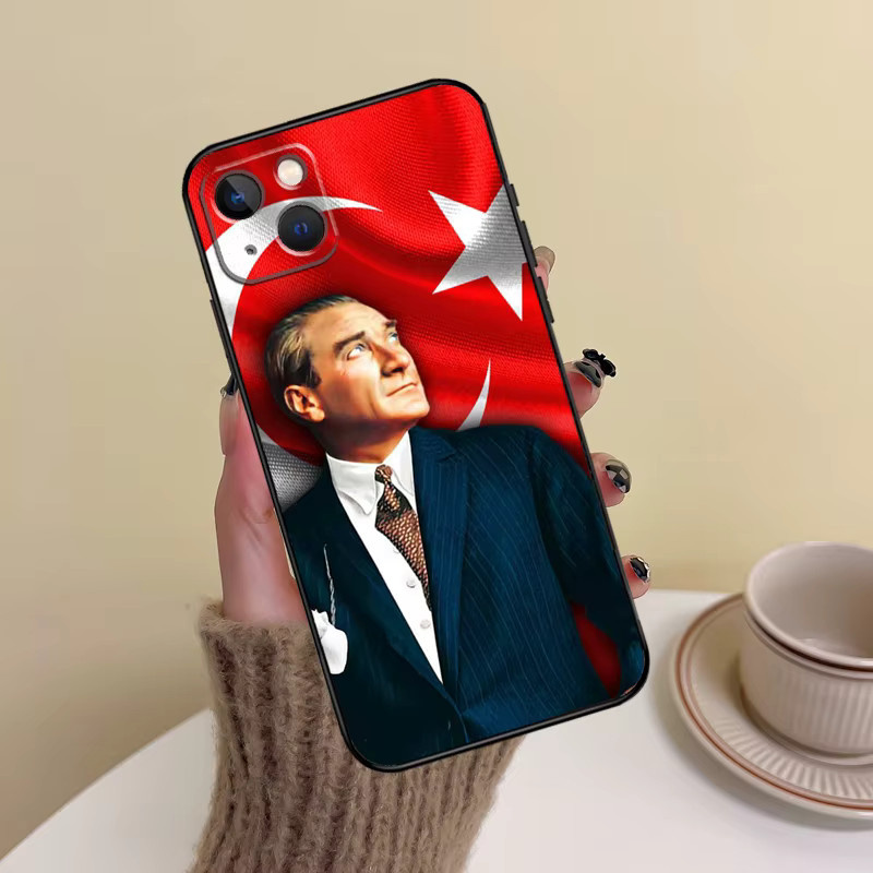 Handyhülle mit Atatürk-Flagge für Apple iPhone 14 Pro Max 16 15 13 12 11 und weitere Modelle in Rot - Bild 2