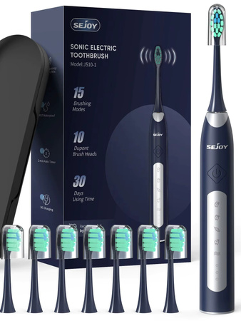 Sejoy Sonic elektrische Zahnbürste für Erwachsene, Unisex, 10 Ersatzköpfe
