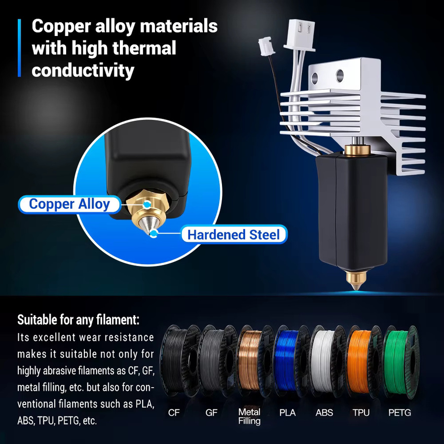 Elegoo Keramik-Hotend-Kit für Centauri Carbon 2 mit gehärtetem Stahl und Stahldüse für FDM 3D-Drucker - Bild 3