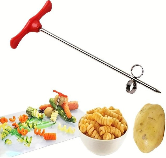 Love Home Garden Gemüse-Spiralmesser in Rot aus Edelstahl und Kunststoff zum Schneiden von Kartoffeln, Karotten, Gurken und Salat - Bild 1