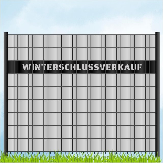 zaun zu® Sichtschutzstreifen mit Laser Beschriftung Winterschlussverkauf in Tiefschwarz, Länge: 2,55 m - Bild 1