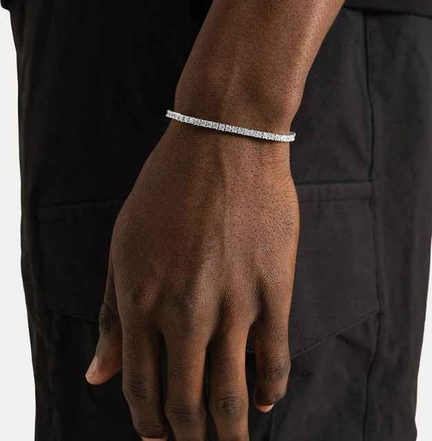 ESKEEM Tennis-Armband, Moissanit, Messing, Silber, Unisex - Bild 1