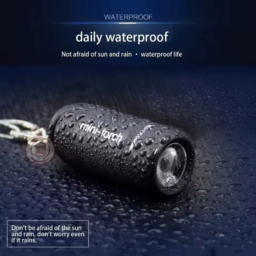 Wiederaufladbare Mini LED Taschenlampe als Schlüsselanhänger mit USB-Ladefunktion, wasserdicht, Schwarz/Grün - Bild 4