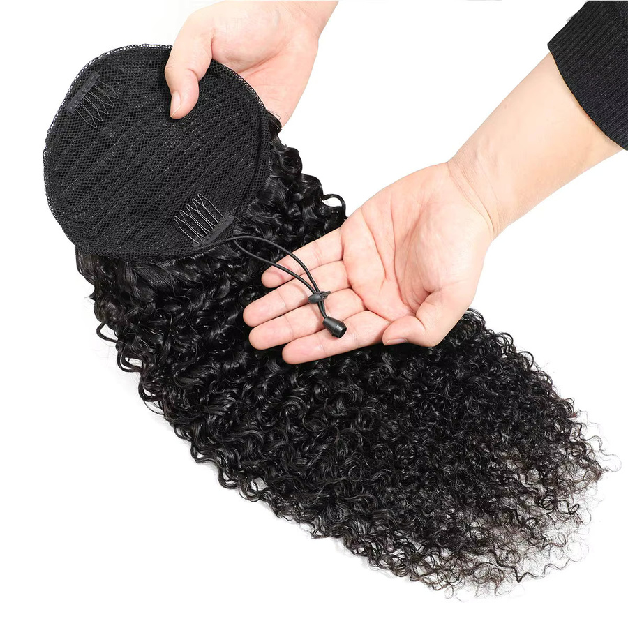Dula A Hair Kinky Curly Pferdeschwanz-Haarverlängerungen, Echthaar, Unisex - Bild 4