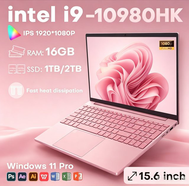 Ultrabook Laptop mit 15,6 Zoll Display, Intel Core i9-10980HK, Windows 11 Pro, 32GB DDR4, 2TB M.2 SSD, Fingerabdruck-Scanner, WIFI 5 und Bluetooth - Bild 1