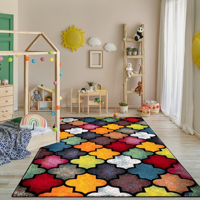 Moderner Samara Teppich in Mehrfarbig mit Hoch-Tief-Effekt, B/T: 120 x 170 cm - Bild 1