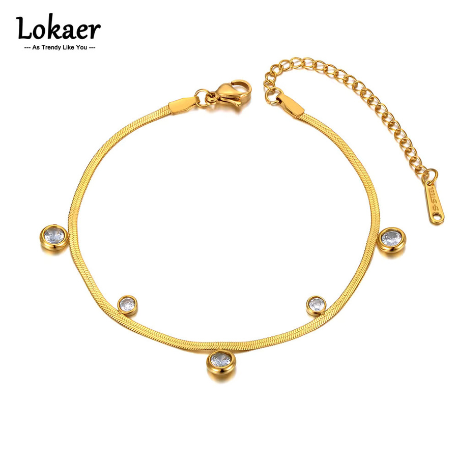 Lokaer Charm-Armband Edelstahl, Gold, Zirkonia, Damen - Bild 2