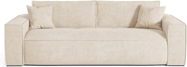 Vente-unique Schlafsofa Amelia in Beige mit Stoffbezug und Memory-Schaum, Breite: 216 cm - Bild 1
