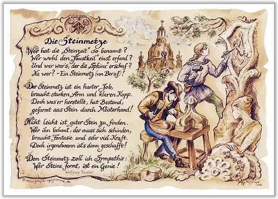Zunftbild Steinmetz als Vintage Paper Poster von Tantum Graphic in Mehrfarbig, Format A4 - Bild 1