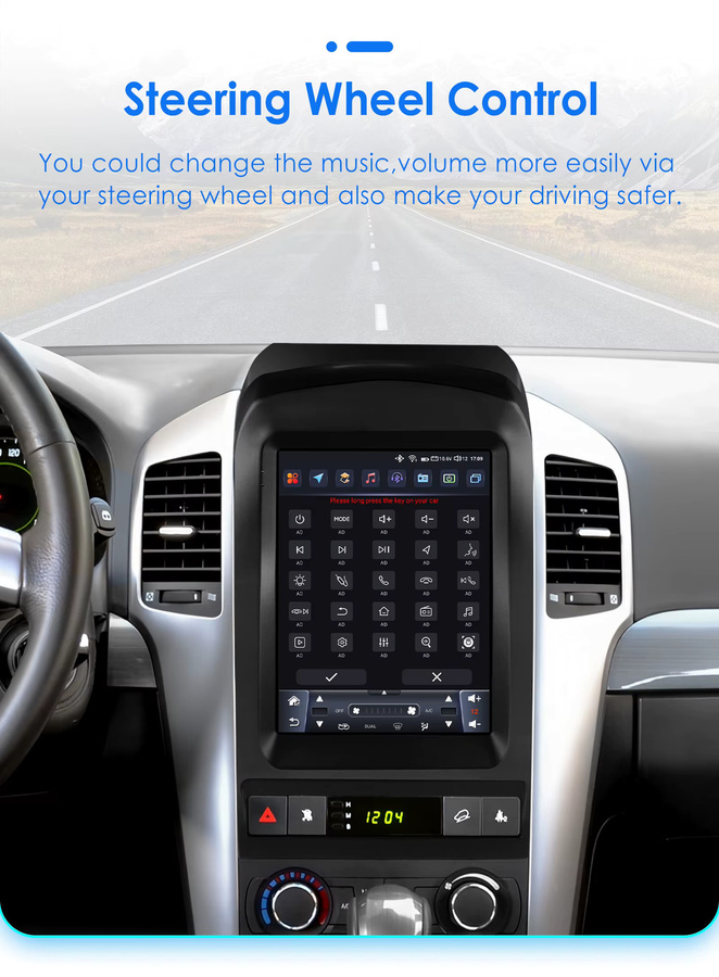 OSSURET Wireless Carplay Android 14 Autoradio für Chevrolet Captiva Sport 2006-2012 mit 9,7 Zoll Bildschirm, Bluetooth und 360 Kamera in Schwarz - Bild 3