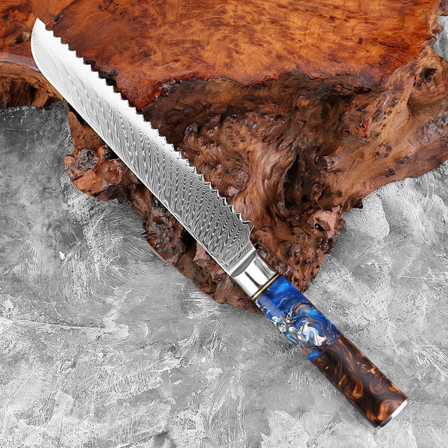 Xituo Japanisches Brotmesser aus Damaststahl mit Harzgriff, Mehrfarbig, Länge: 20,3 cm - Bild 1