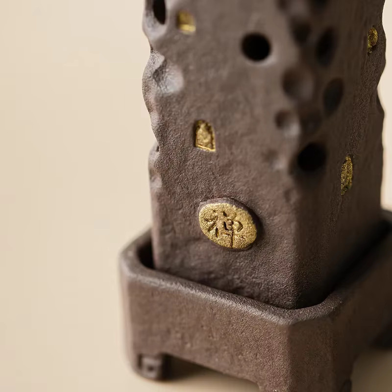 Zen Stick Keramik Räuchergefäß mit Deckel im Retro-Design für Meditation und Aromatherapie - Bild 2