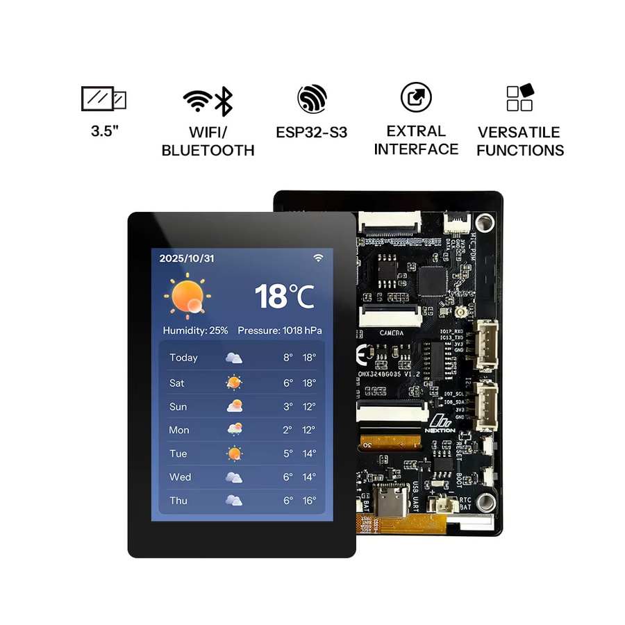 Nextion Open Genius Serie ESP32-S3 LCD-Modul-Bildschirmpanel mit Touchscreen in Schwarz, 3,5 Zoll - Bild 2