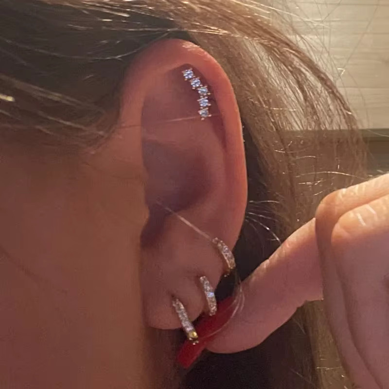 eMeition Ohrstecker Edelstahl, Kristall, Zirkonia, Gold, Damen - Bild 1