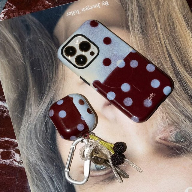 Clmj Handyhülle Plum Polka Dot mit Doppelschicht-Abdeckung für iPhone 11 bis iPhone 17 Pro Max in Lila - Bild 1