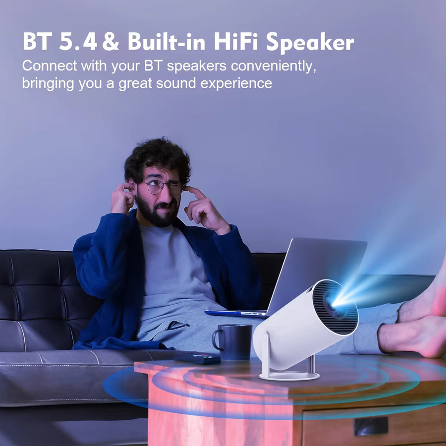 Magcubic HY300 Pro Tragbarer Beamer mit Android 14, 8K Unterstützung, WiFi 6 und Bluetooth 5.4, 1080P Auflösung, Grau/Weiß - Bild 4