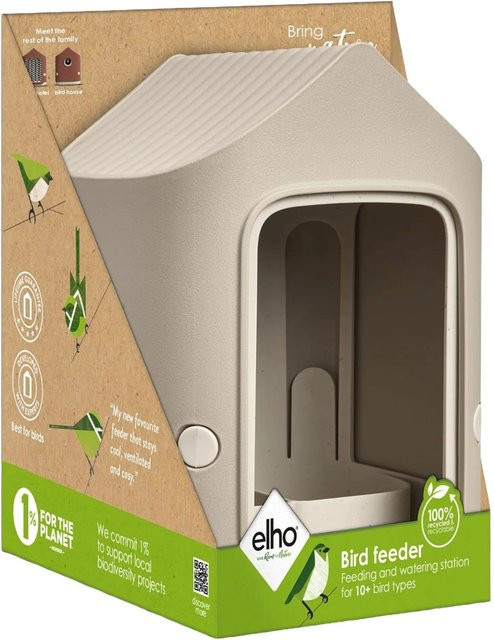 Elho Vogelfutterhaus Cosy in Beige-Weiß, Durchmesser: 18 cm - Bild 1