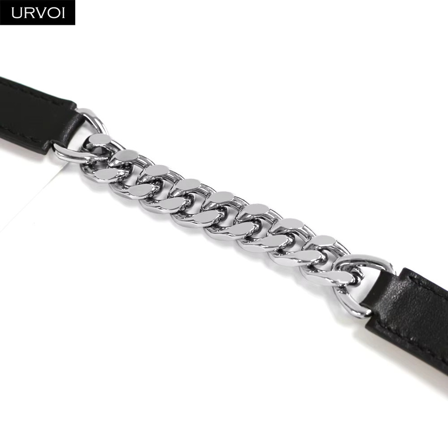 URVOI Uhrenarmband Leder, Edelstahl, Silber, Unisex - Bild 3