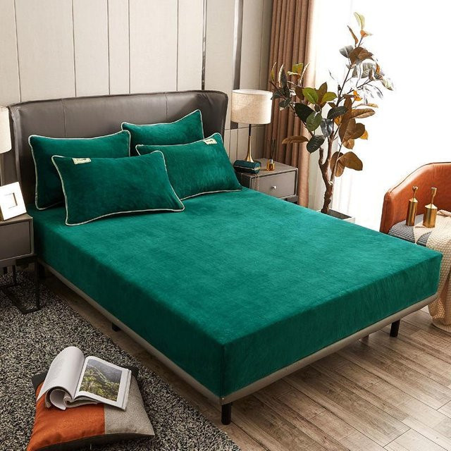 3er-Set Korallen-Fleece Spannbettlaken aus weichem Samt-Material, Grau, B/T: 120 x 200 cm - Bild 1