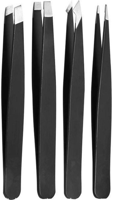 Koogeelife Augenbrauenpinzetten Edelstahl, 4 Stück, Schwarz, Unisex - Bild 1