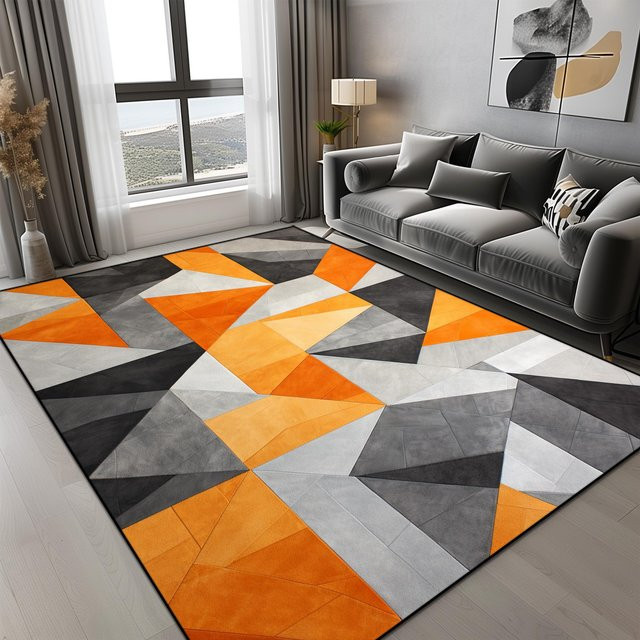Karpetti Geometrischer Teppich in Orange, Modernes Design für Wohnzimmer und Schlafzimmer, Rutschfest und Leicht zu Reinigen, B x T: 180 x 280 cm - Bild 1