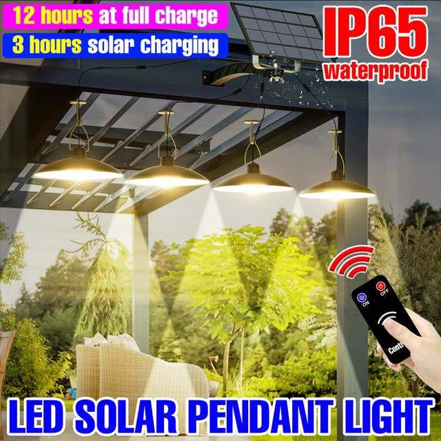 CanLing Solar-Pendelleuchte LED Außenlampe Schwarz wasserdicht für Garten und Park - Bild 1