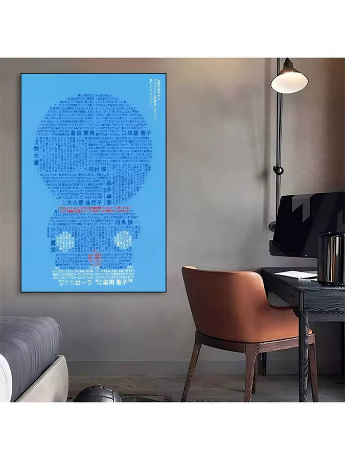 Doraemon Anime Retro Kraftpapier-Aufkleber in Weiß und Blau für DIY Wandgestaltung in Zimmer, Bar oder Café - Bild 3