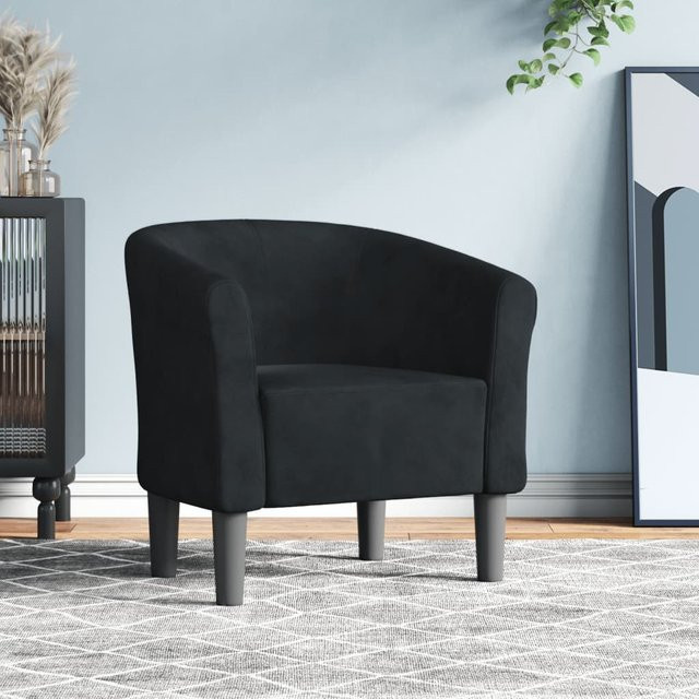 vidaXL Clubsessel Schwarz mit Samtbezug und Holzgestell, B/T/H: 70 x 76 x 68 cm - Bild 2