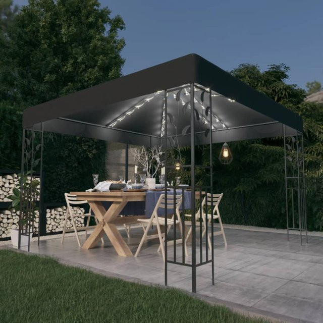 vidaXL Pavillon mit LED-Lichterkette in Anthrazit, B/T/H: 300 x 300 x 250 cm - Bild 1